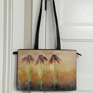 Conception Cuir Leather Handmade Bag painted 16”/11”
